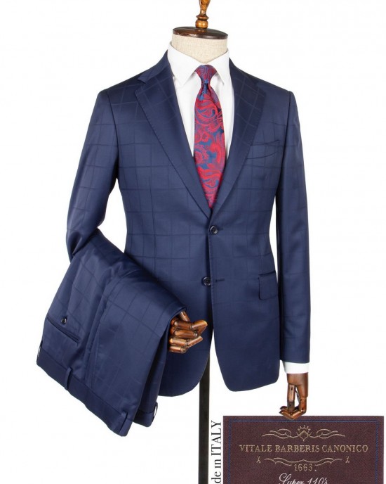 Vitale Barberis Navy Blue 170s Wool Suit